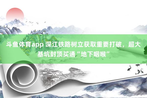 斗鱼体育app 深江铁路树立获取重要打破，超大基坑封顶买通“地下咽喉”