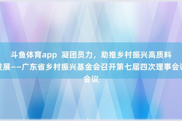 斗鱼体育app  凝团员力，助推乡村振兴高质料发展——广东省乡村振兴基金会召开第七届四次理事会议