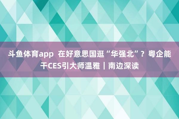 斗鱼体育app  在好意思国逛“华强北”？粤企能干CES引大师温雅｜南边深读