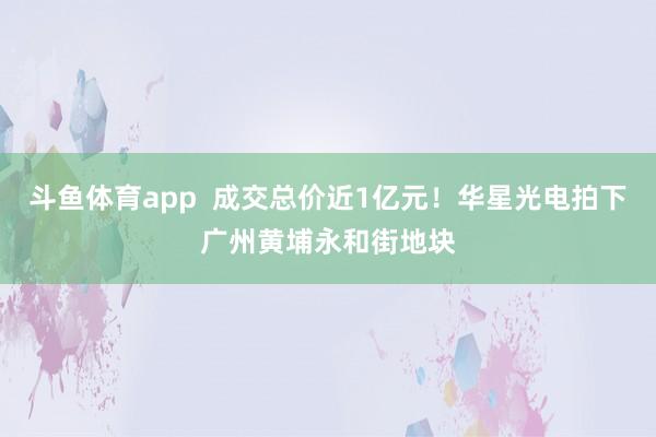 斗鱼体育app  成交总价近1亿元！华星光电拍下广州黄埔永和街地块