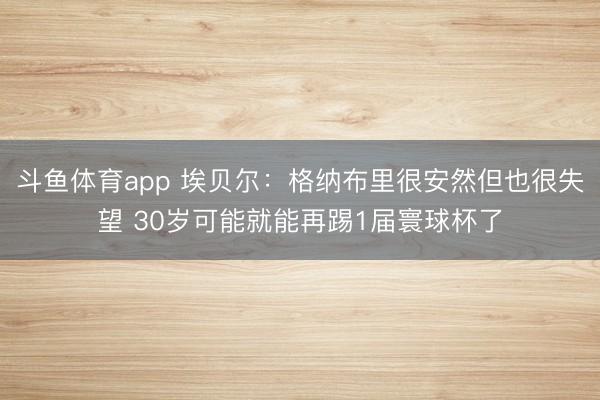 斗鱼体育app 埃贝尔：格纳布里很安然但也很失望 30岁可能就能再踢1届寰球杯了