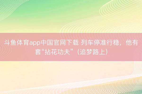 斗鱼体育app中国官网下载 列车停准行稳，他有套“拈花功夫”（追梦路上）