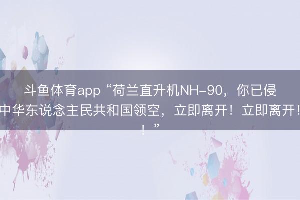 斗鱼体育app “荷兰直升机NH-90，你已侵扰中华东说念主民共和国领空，立即离开！立即离开！”
